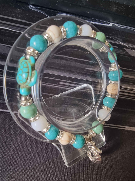 Ocean theme sea life bracelet, seahorse, starfish, sea turtle