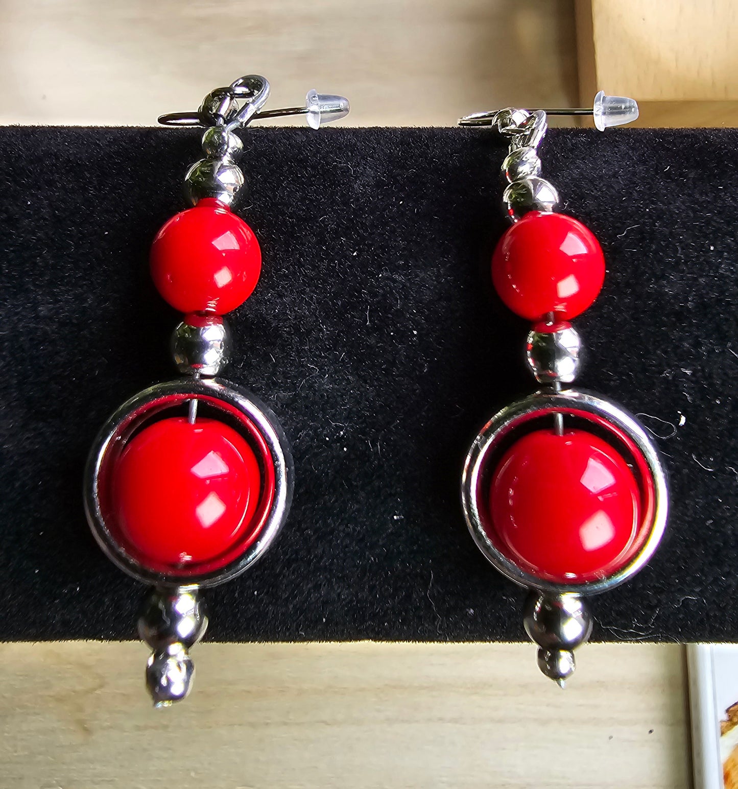 Silver Ringed Beaded Jewellery Set - Matching Necklace, Bracelet and Earrings bundle