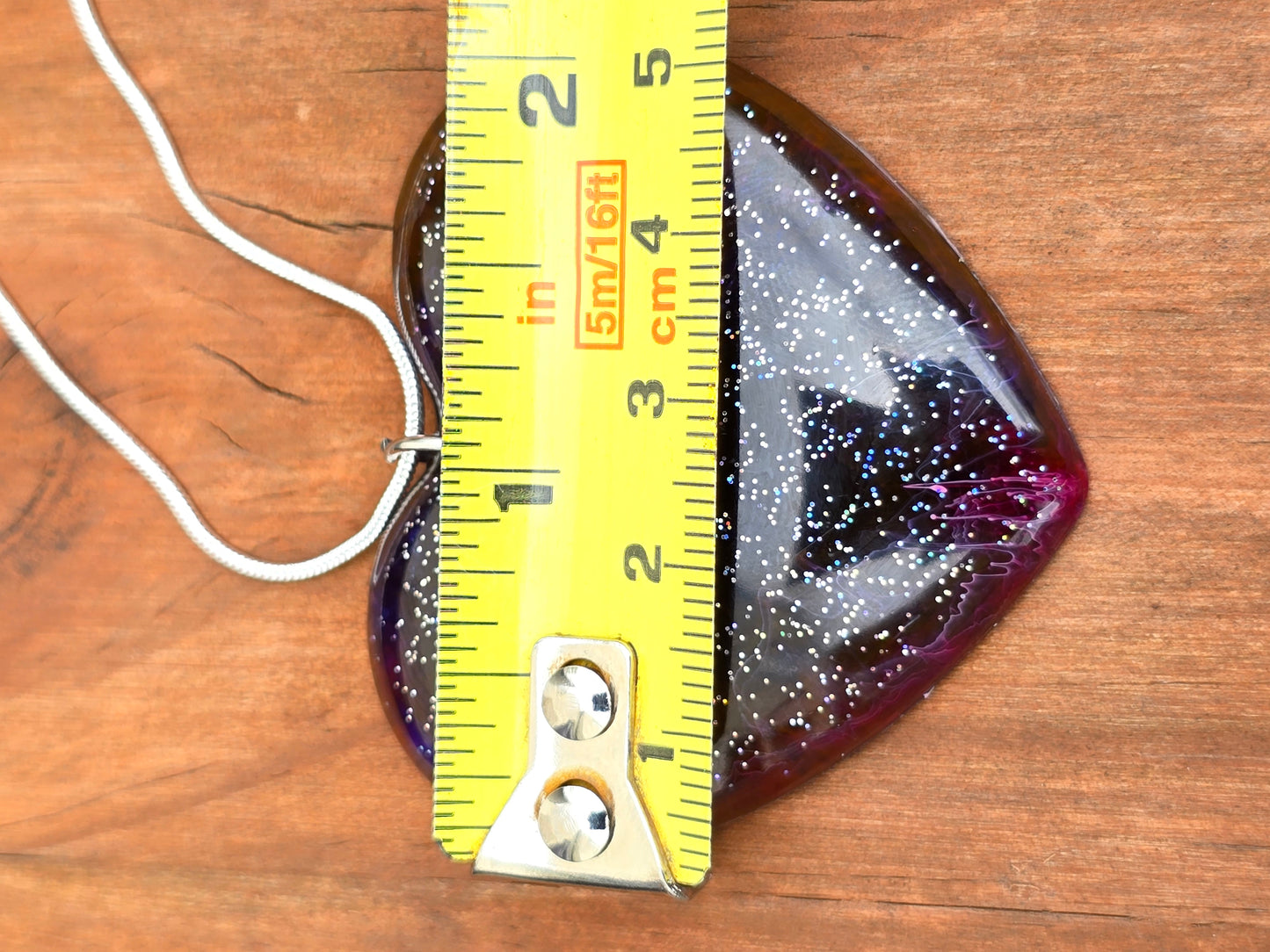 Cosmic Heart Shaped Resin Necklace - Stary effect heart pendant with 45cm snake chain