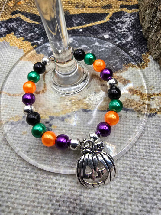 Pumpkin wine glass charms - Halloween party decorations wine/cocktail glass