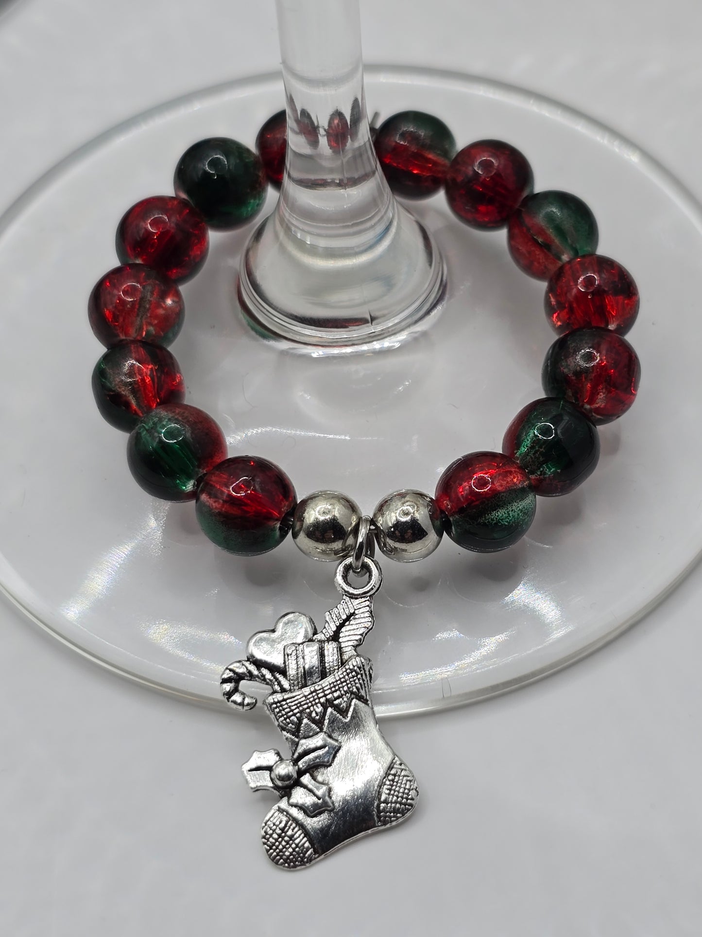 Christmas Wine Glass Charms 4 Pack - Xmas Tree, Stocking, Gift, Snowflake