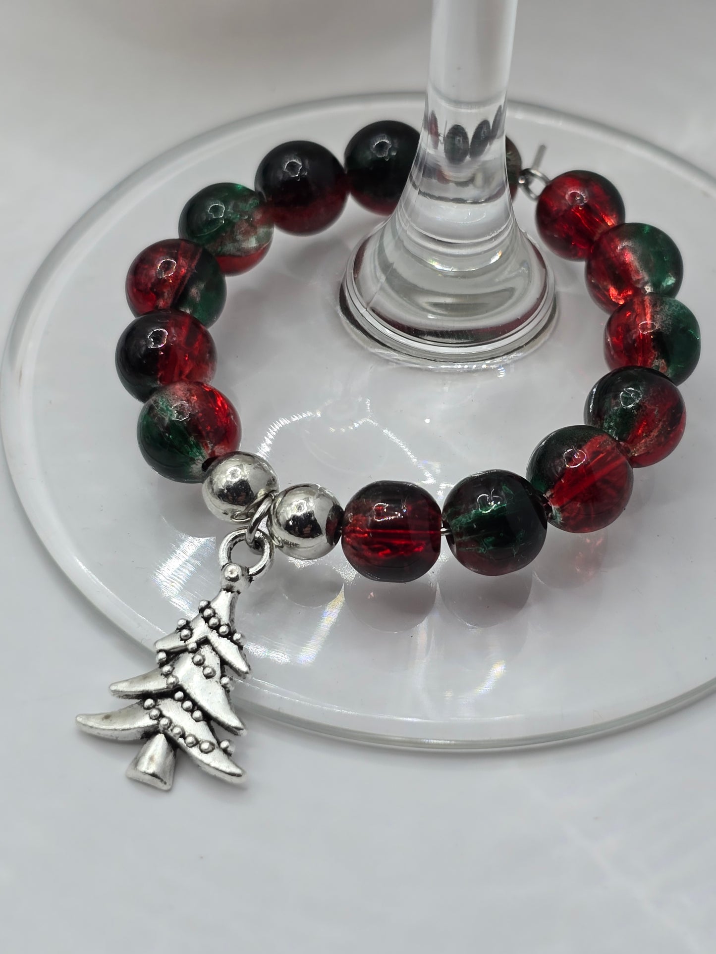 Christmas Wine Glass Charms 4 Pack - Xmas Tree, Stocking, Gift, Snowflake