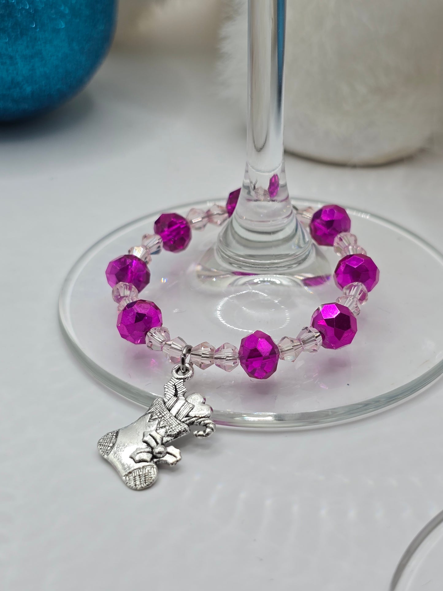 Christmas Wine Glass Charms 4 Pack - Xmas Tree, Stocking, Gift, Snowflake