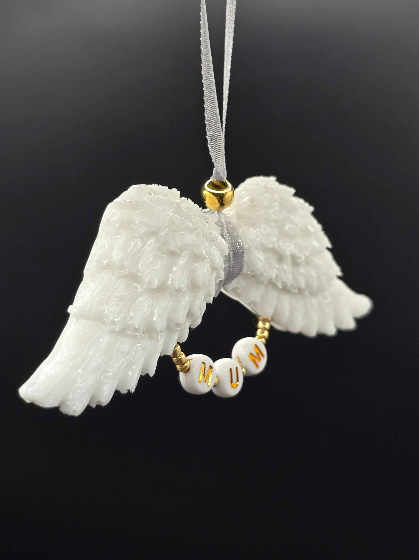White Resin Angel Wings (Mum / Dad / Personalised) - Hanging Decoration