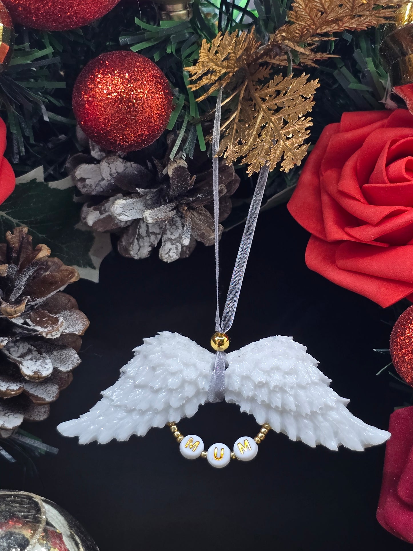 White Resin Angel Wings (Mum / Dad) - Hanging Decoration