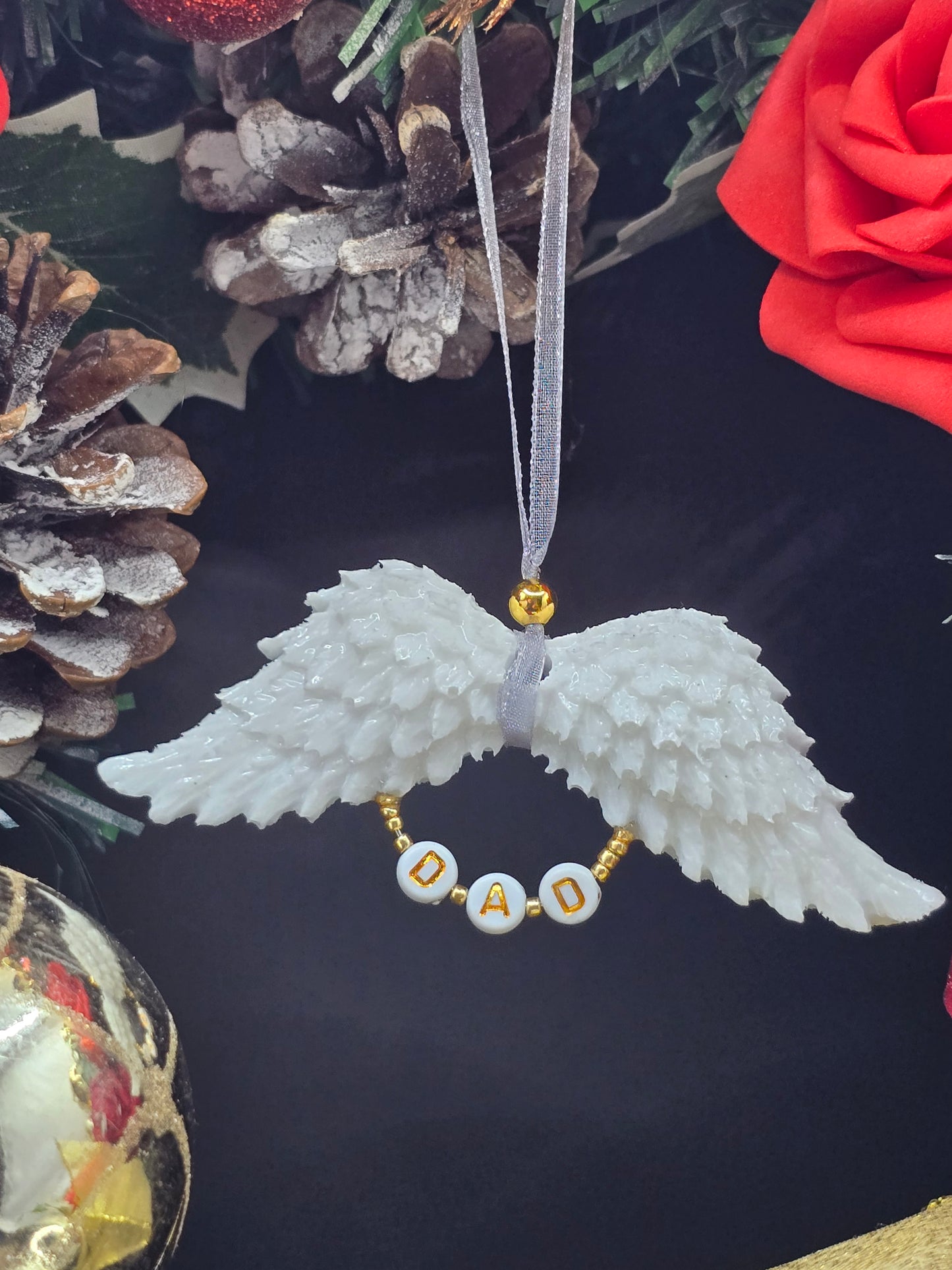 White Resin Angel Wings (Mum / Dad) - Hanging Decoration