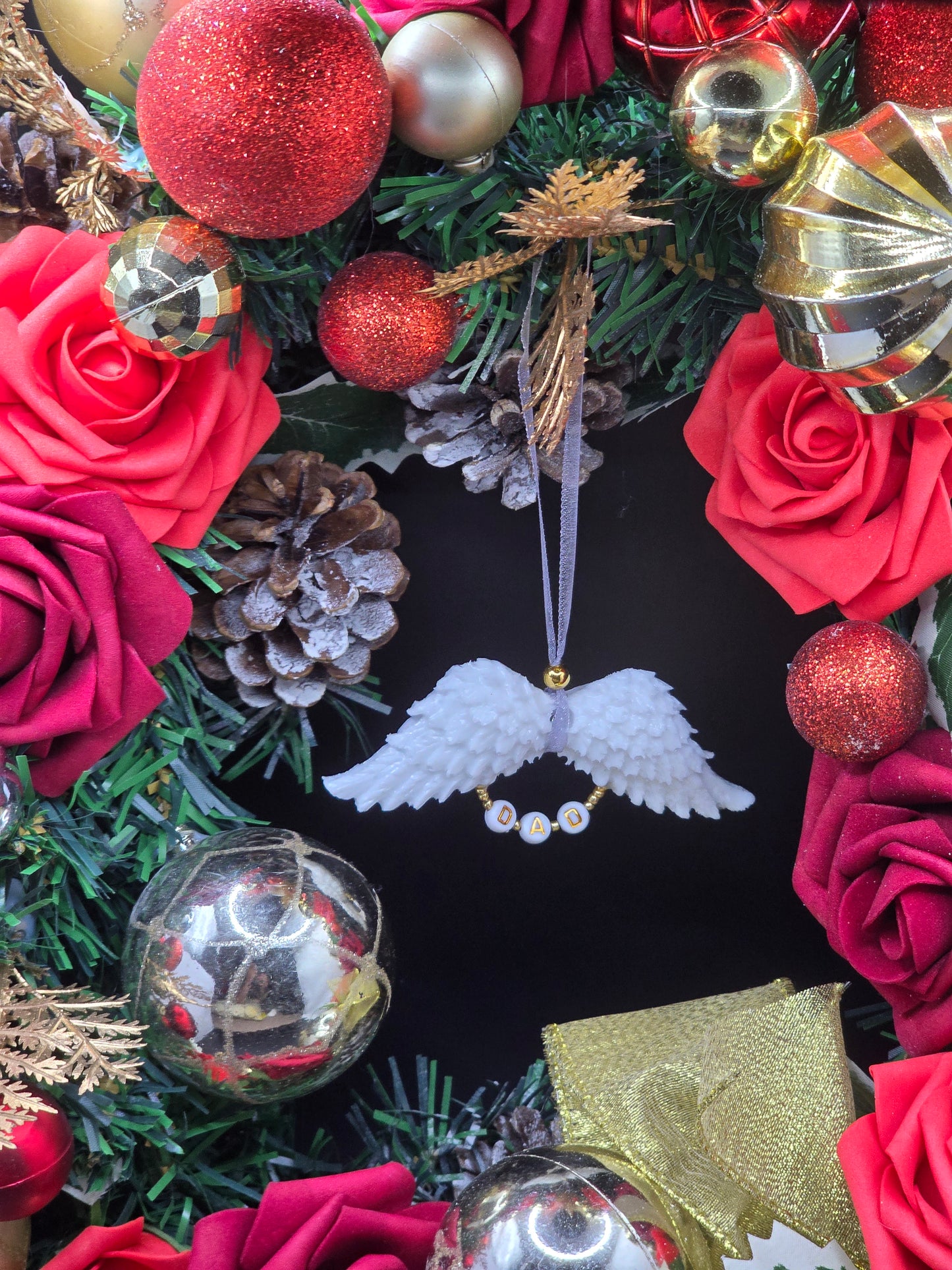 White Resin Angel Wings (Mum / Dad) - Hanging Decoration