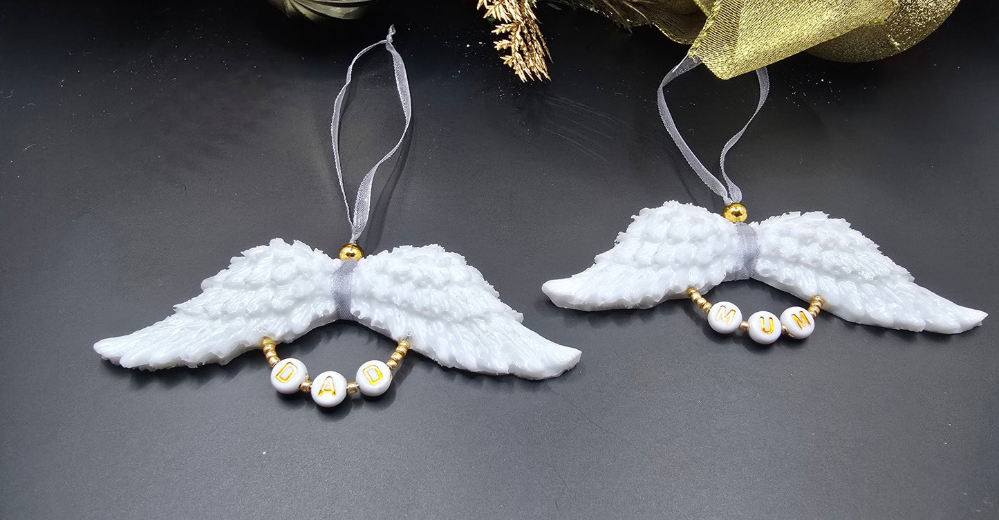 White Resin Angel Wings (Mum / Dad) - Hanging Decoration
