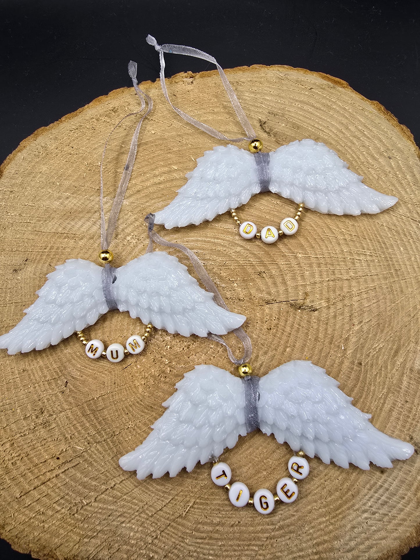White Resin Angel Wings (Mum / Dad) - Hanging Decoration