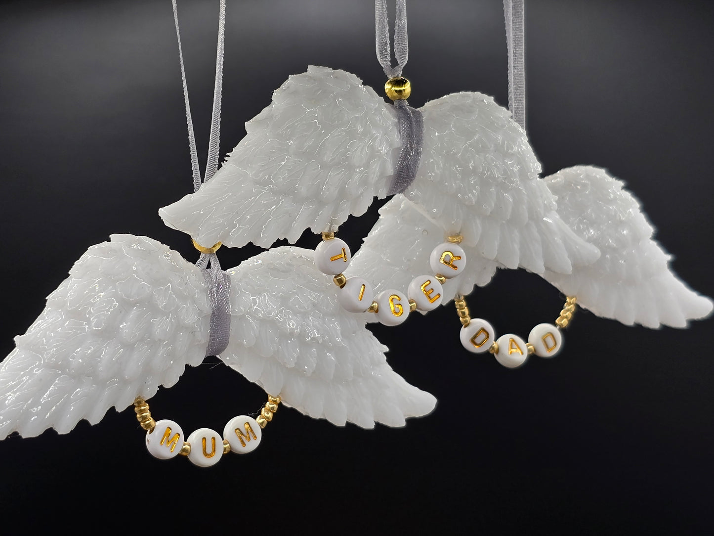 White Resin Angel Wings (Mum / Dad) - Hanging Decoration