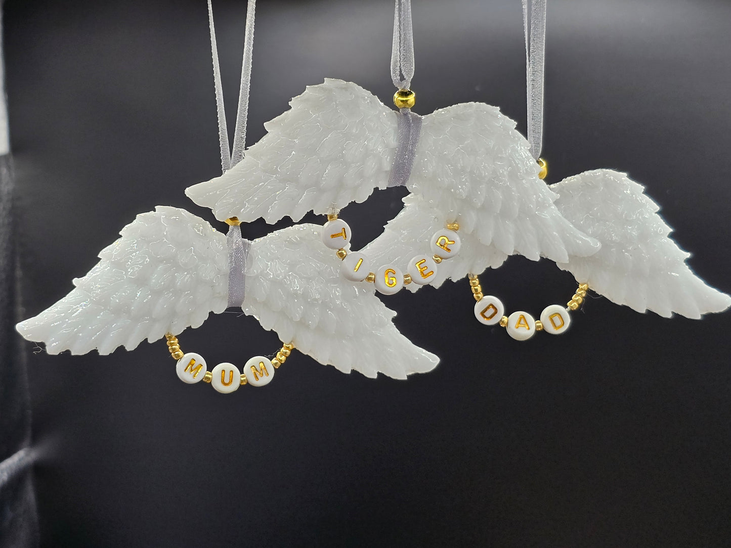 White Resin Angel Wings (Mum / Dad) - Hanging Decoration