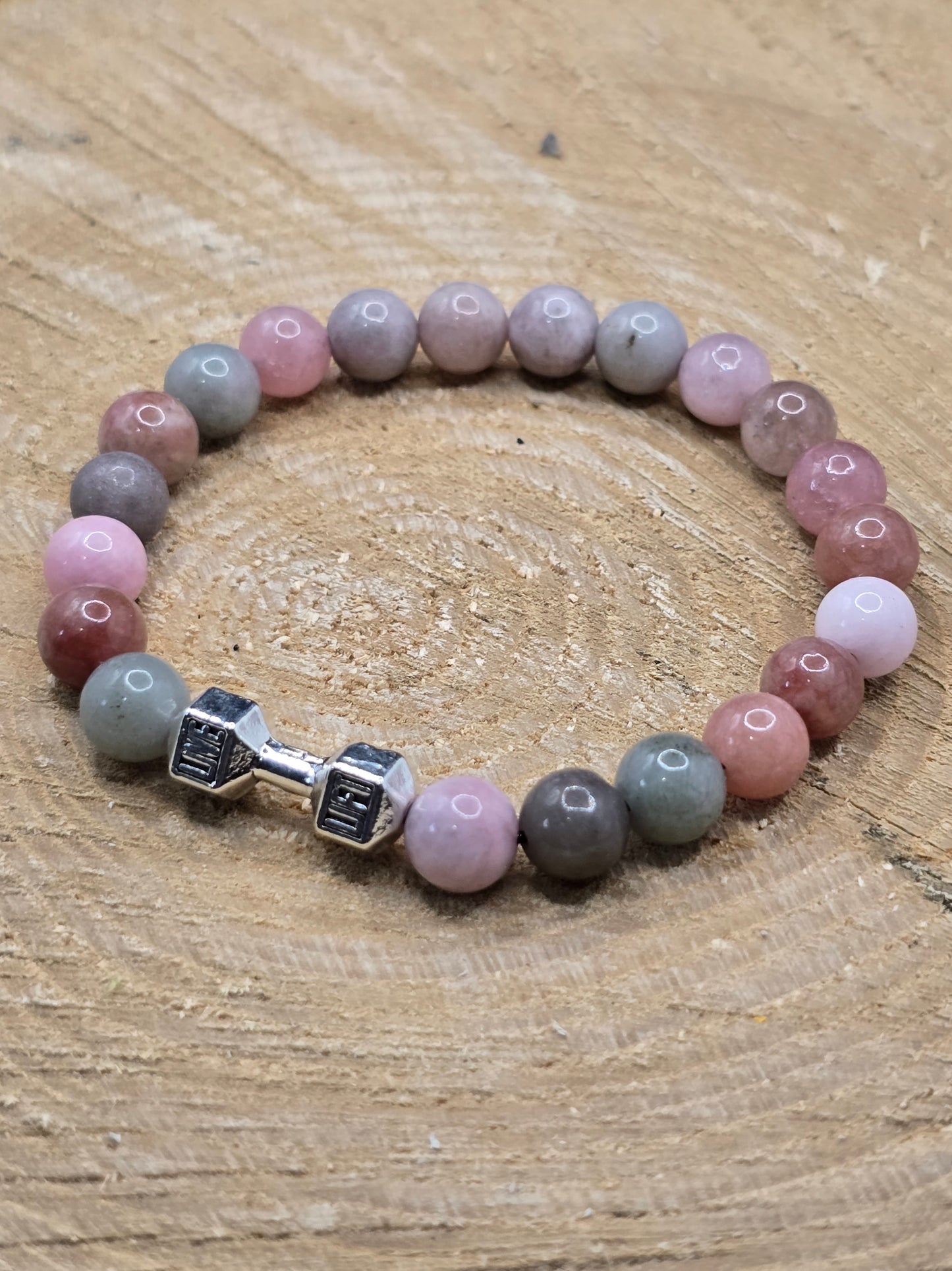 Women's Dumbbell beaded elastic bracelet with Live-Lift slogan