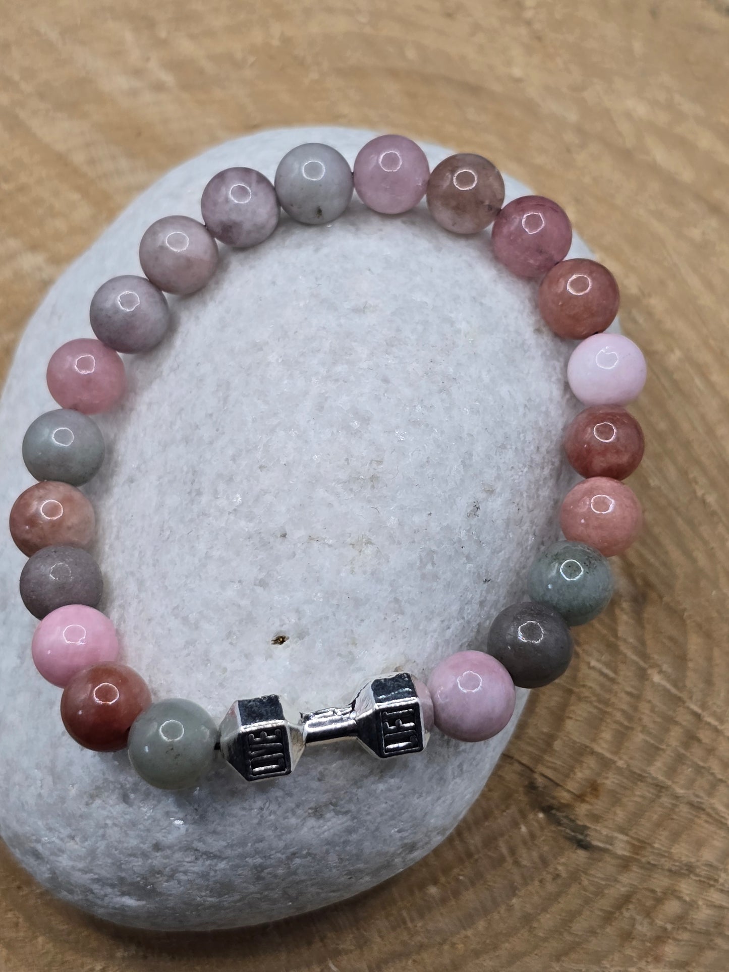 Women's Dumbbell beaded elastic bracelet with Live-Lift slogan