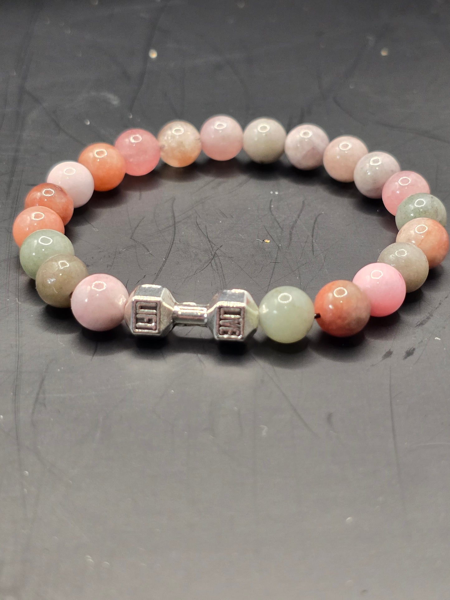 Women's Dumbbell beaded elastic bracelet with Live-Lift slogan