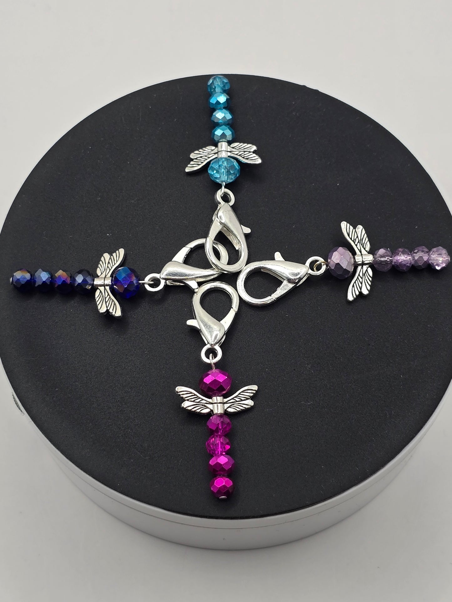 Dragonfly Zipper charms - 4 pack of beaded dragonfly bag charms
