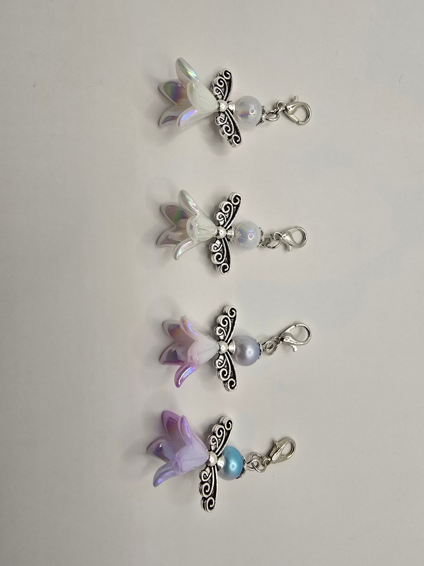 4 pack Angel zipper charms - Bellflower shaped angel charms
