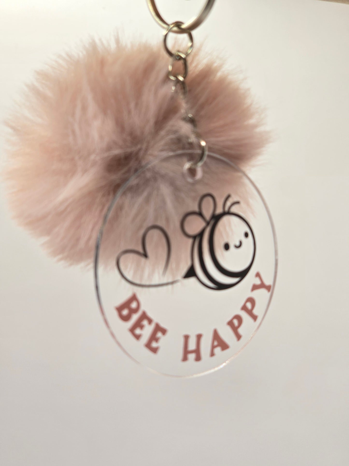 Bee Happy Pom Pom Keyring