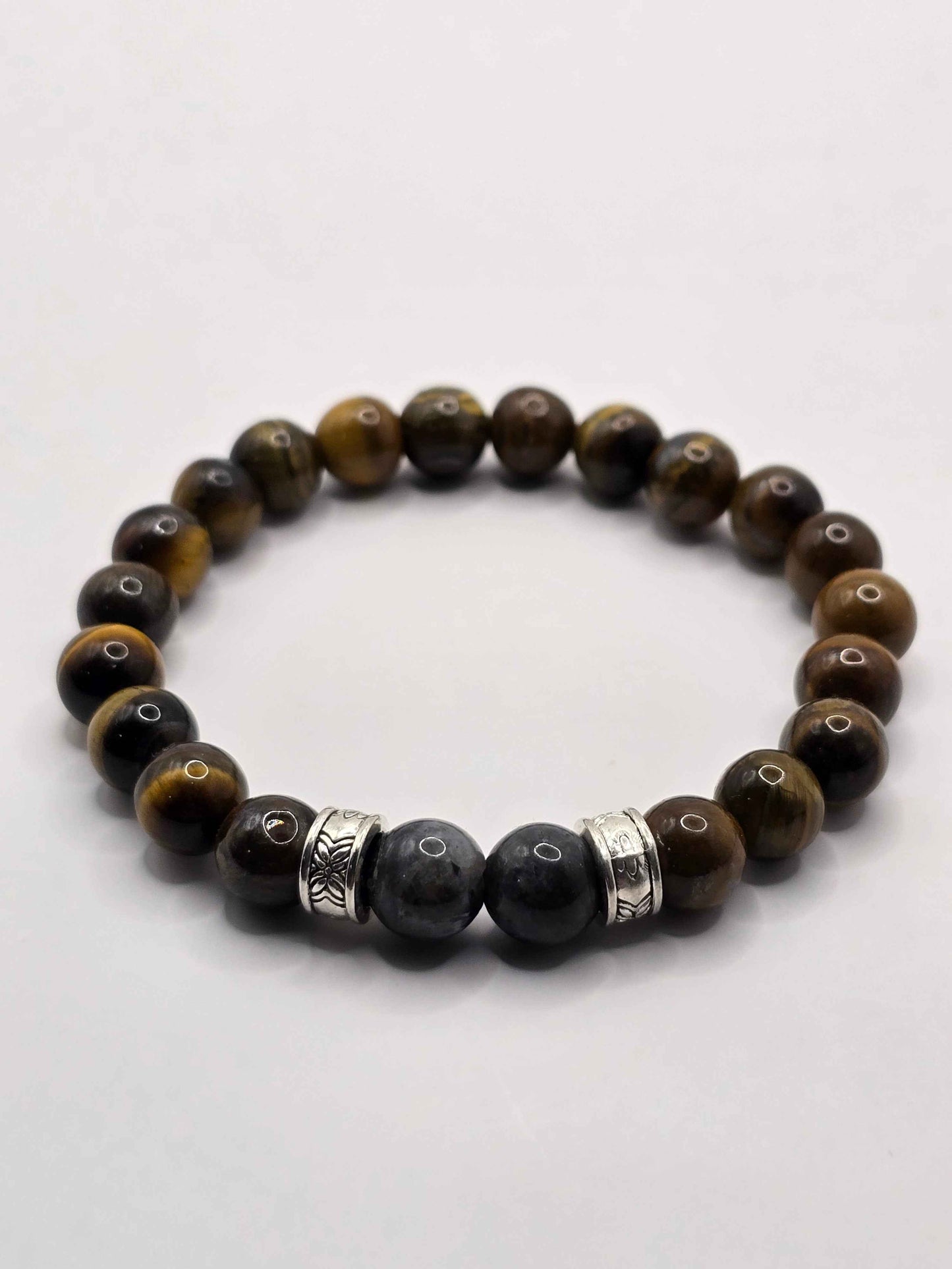 Men's Tigers Eye Bracelet - Brown Beaded Elastic Bracelet