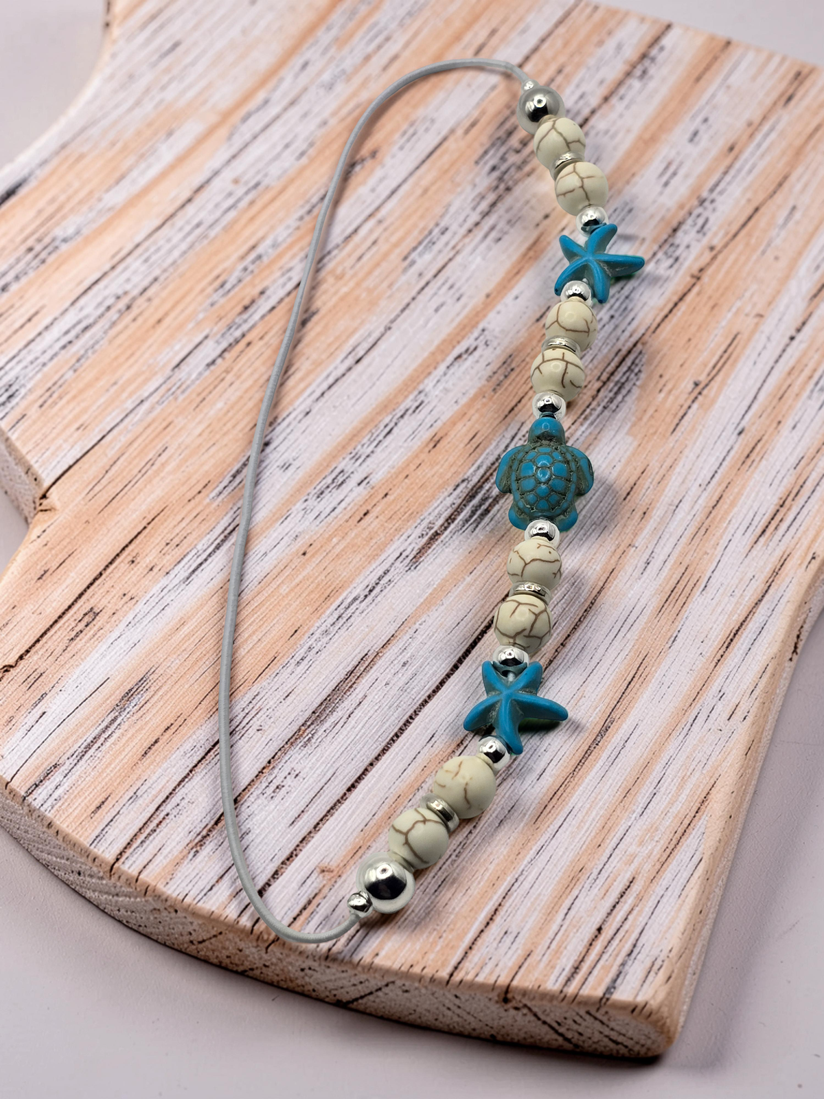 Sea Life Elastic Bookmark with Sea Turtle and Starfish Charms
