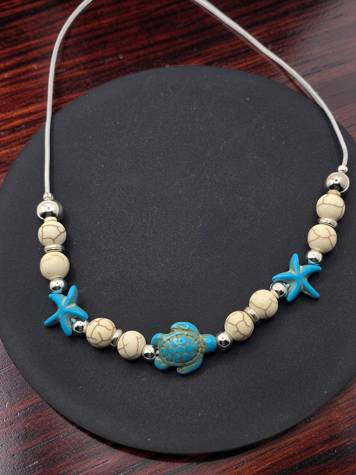 Sea Life Elastic Bookmark with Sea Turtle and Starfish Charms