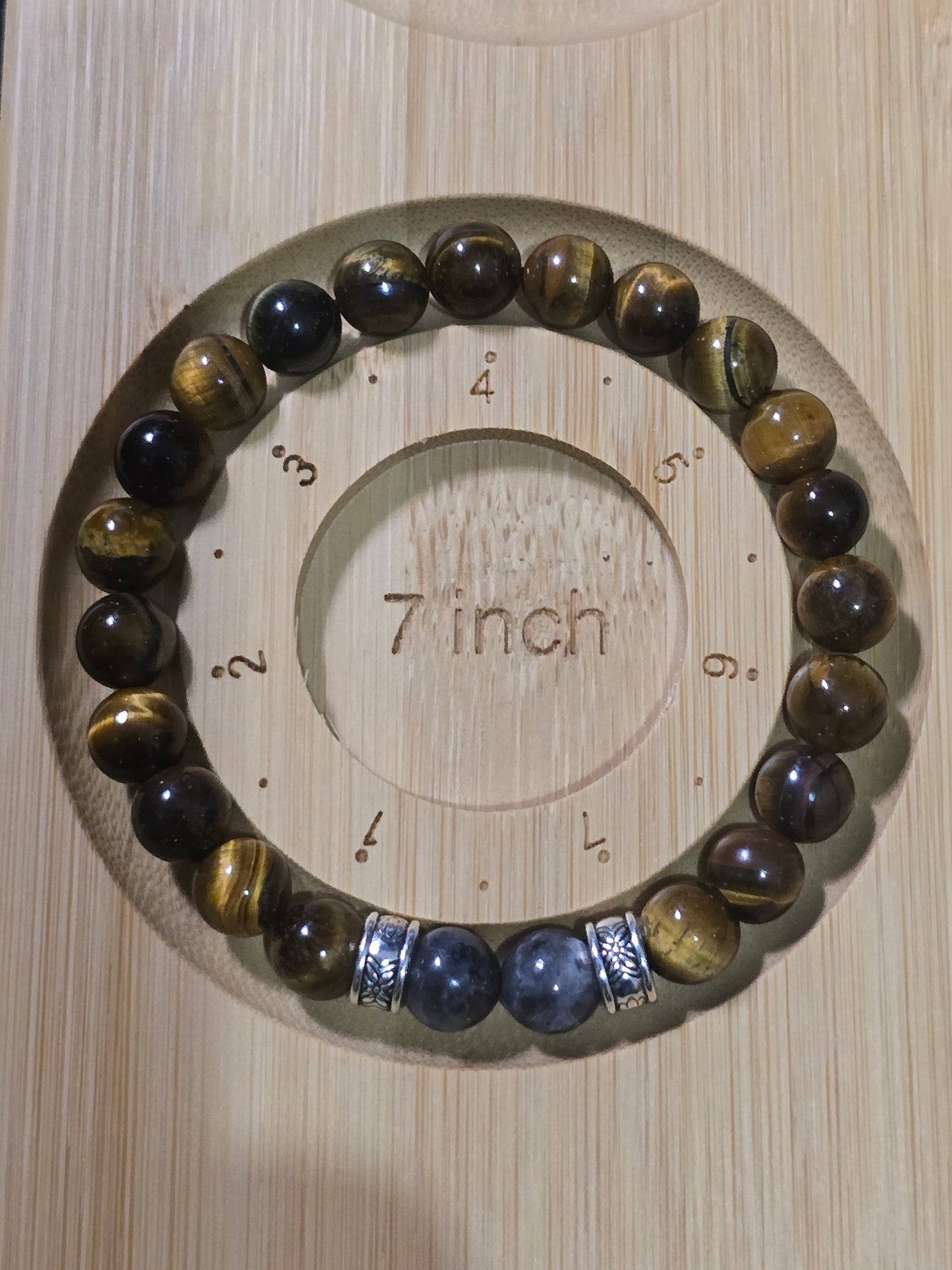 Men's Tigers Eye Bracelet - Brown Beaded Elastic Wristband for Style and Strength