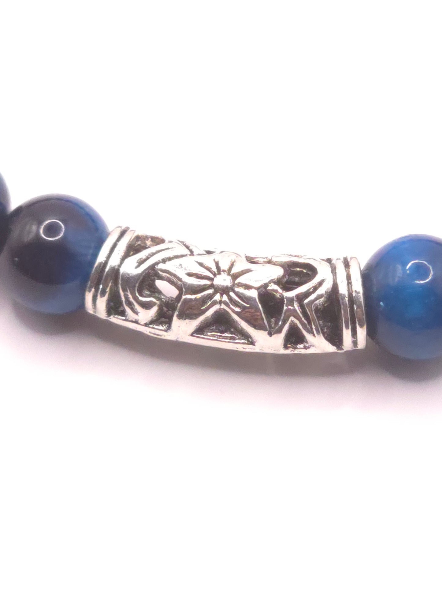 Men's blue glass beaded bracelet - Handmade elastic bracelet
