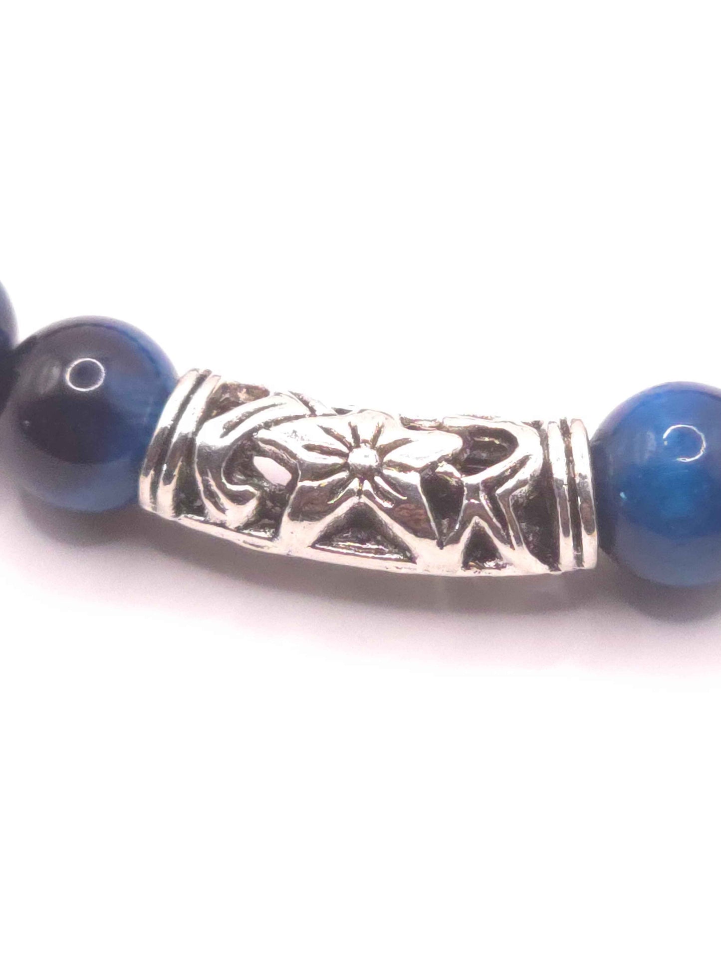 Men's blue glass beaded bracelet - Handmade elastic bracelet