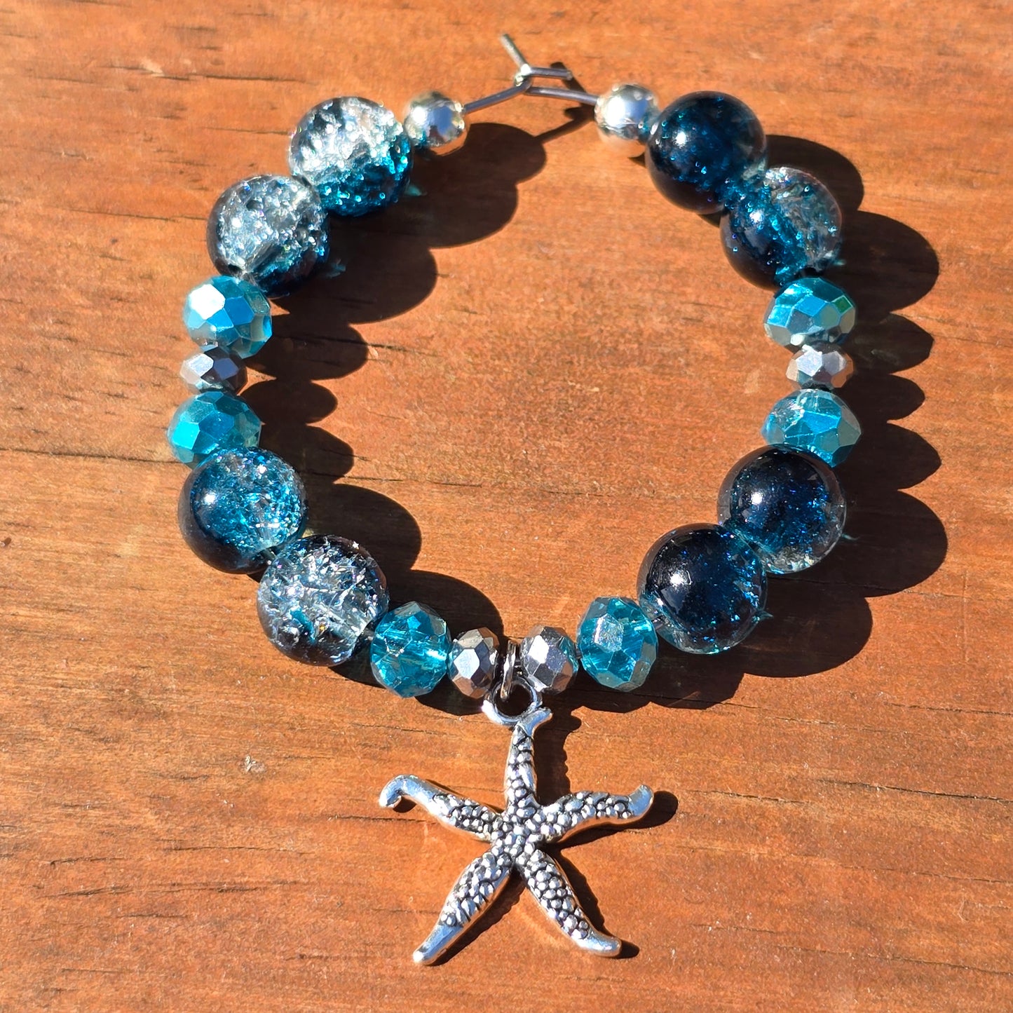 Ocean animal glass charm - blue glass beaded wine charms