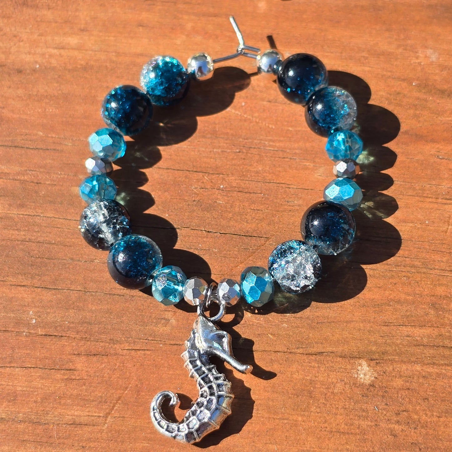Ocean animal glass charm - blue glass beaded wine charms