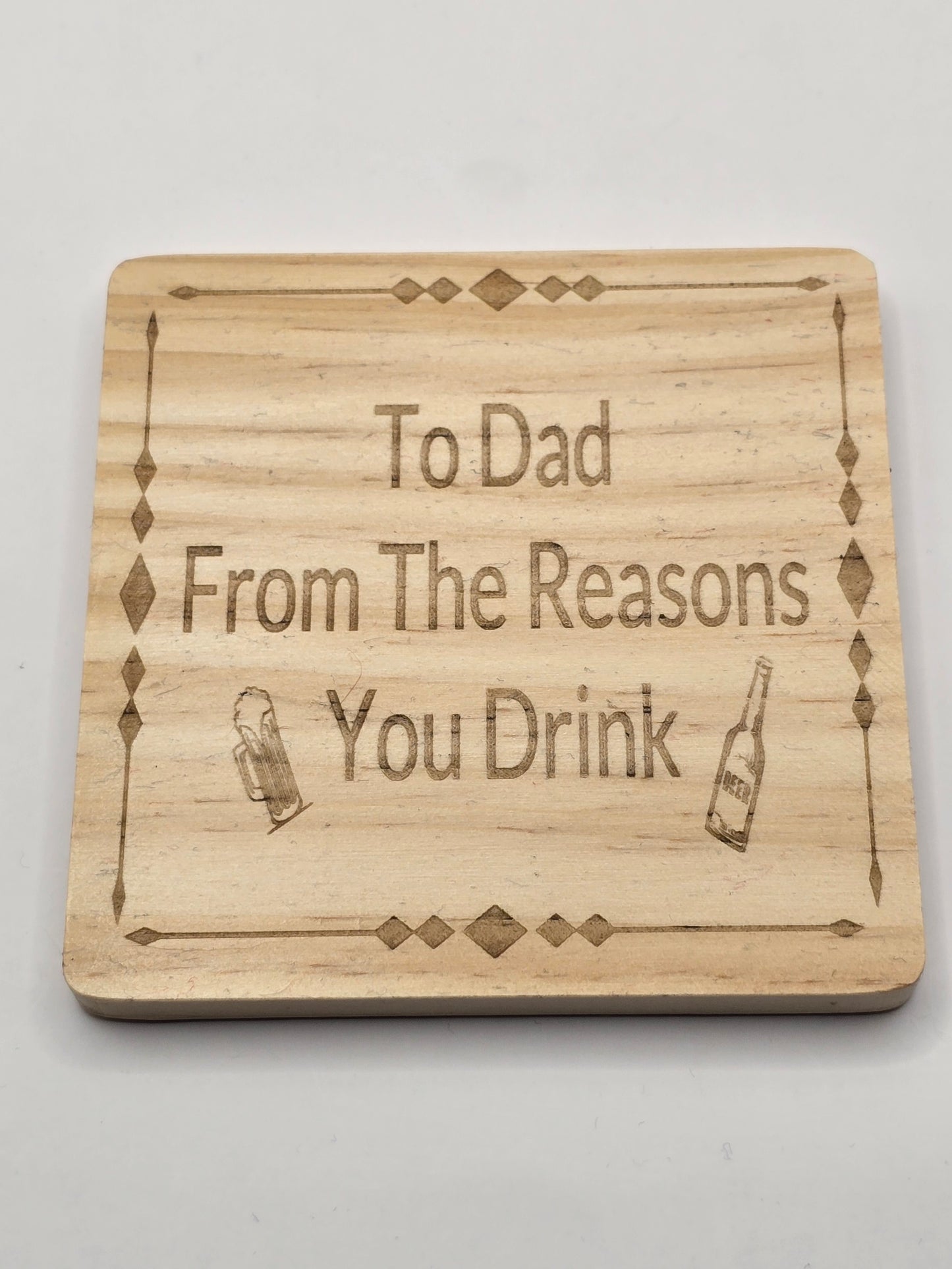 Personalised Bottle Opener and Wooden Coaster Set