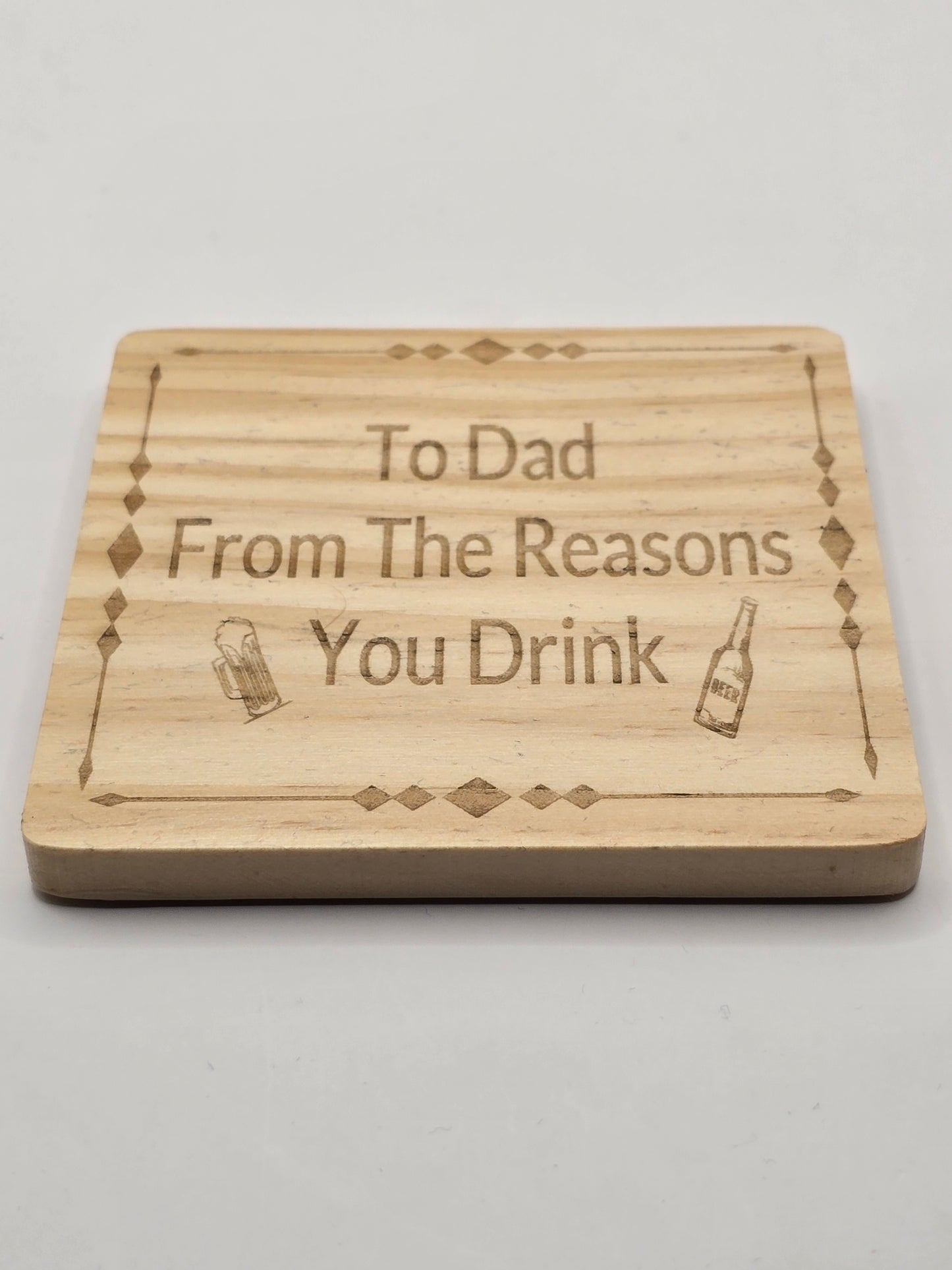 Personalised Bottle Opener and Wooden Coaster Set