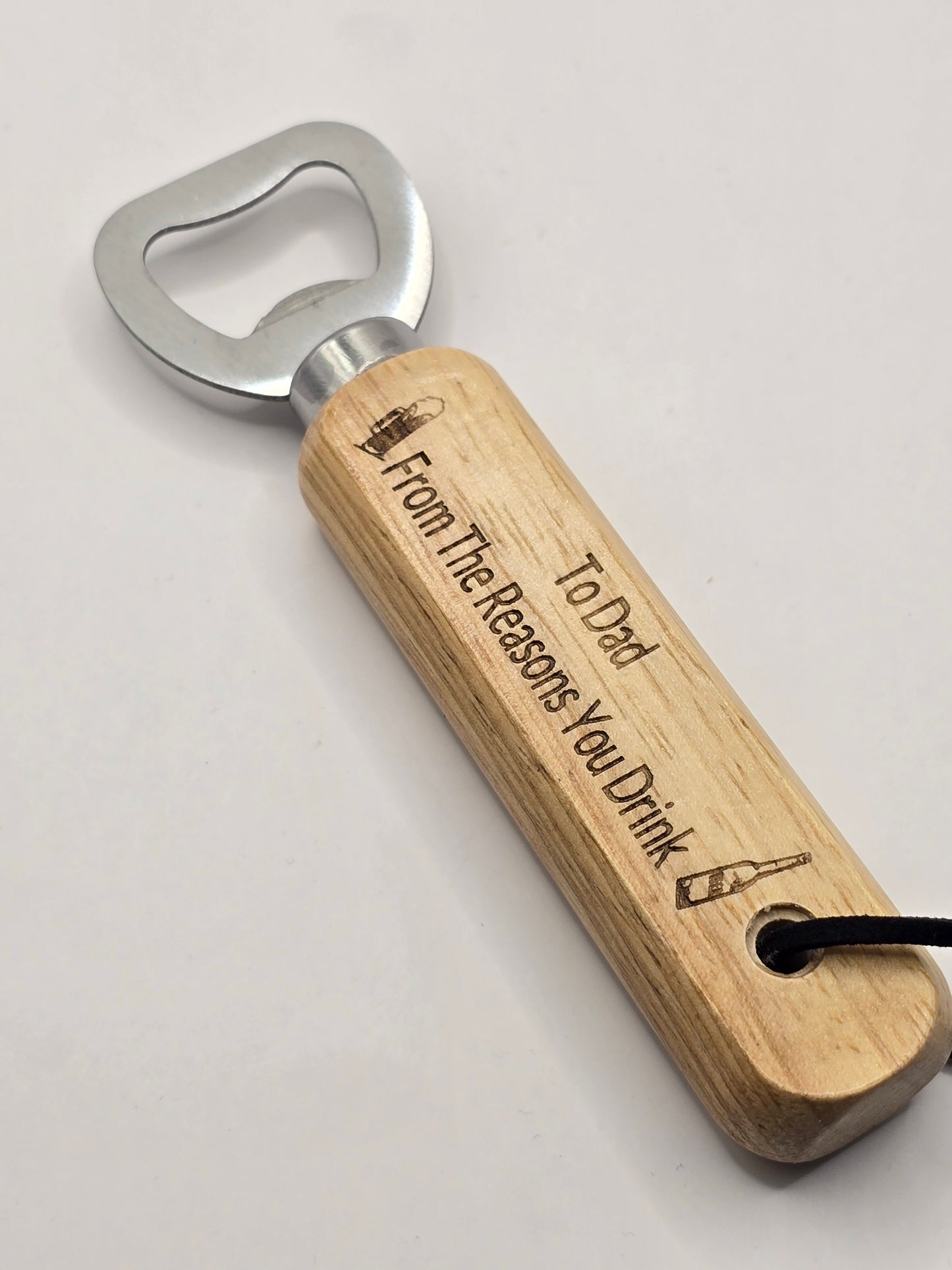 Personalised Bottle Opener and Wooden Coaster Set