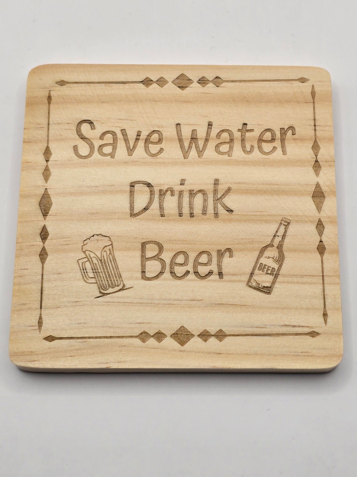 Personalised Bottle Opener and Wooden Coaster Set
