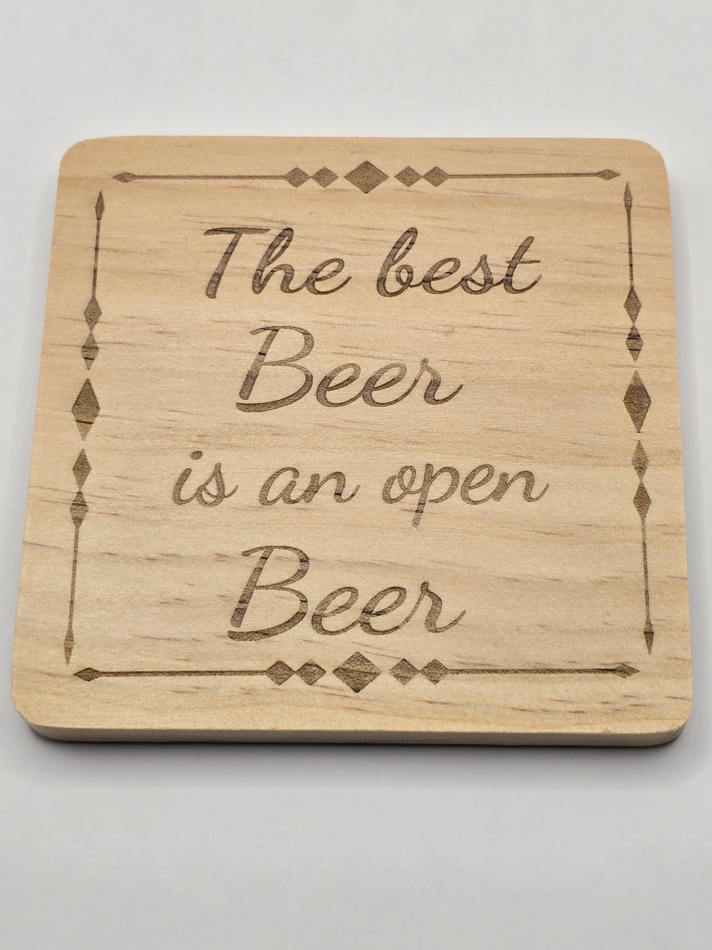 Personalised Bottle Opener and Wooden Coaster Set