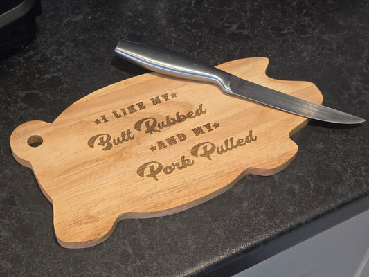 Piggy Chopping board - Funny engraved pig shaped chopping / BBQ serving board