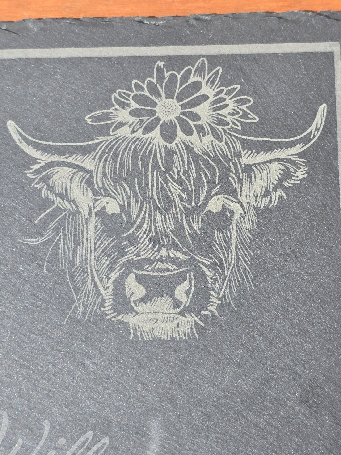 Personalised Highland Cow Cheese board - Mr and Mrs serving slate / Charcuterie board