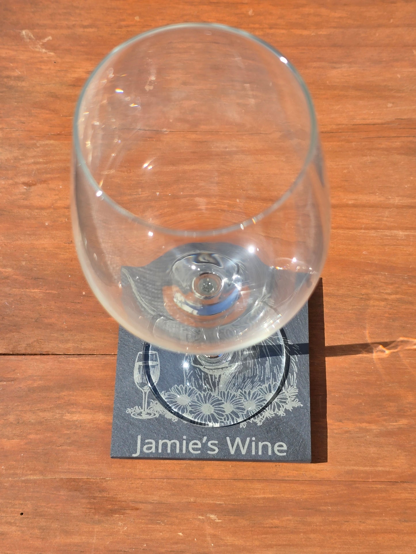 Personalised Highland Cow Slate Coaster - "Your Name's Wine" Text