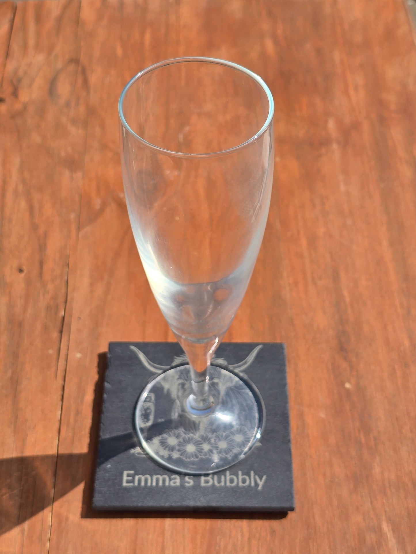 Personalised Highland Cow Slate Coaster - "Your Name's Bubbly" Text