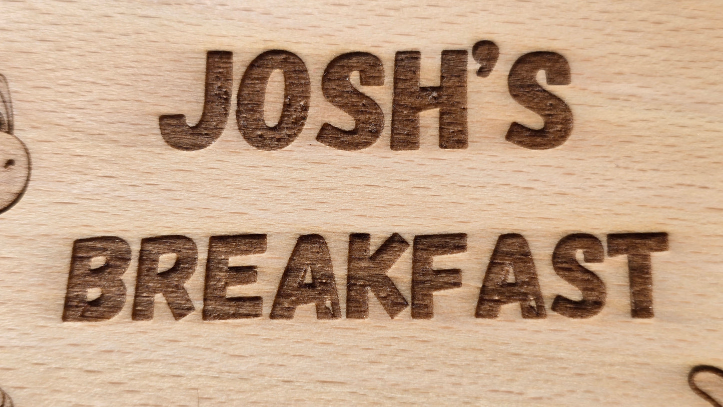 Personalised Kids Dinosaur Breakfast Board - Your Name Engraved