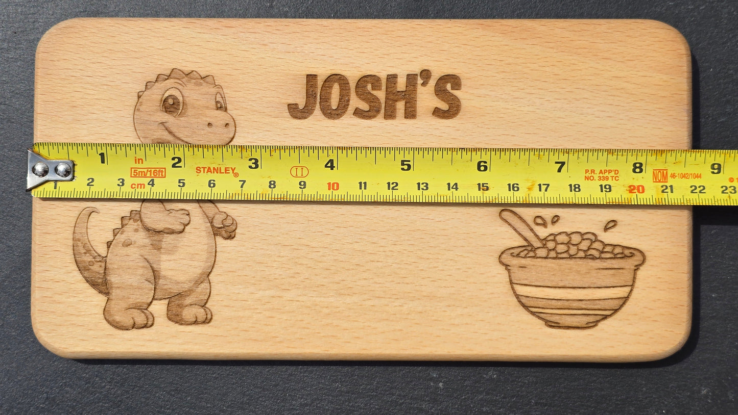Personalised Kids Dinosaur Breakfast Board - Your Name Engraved