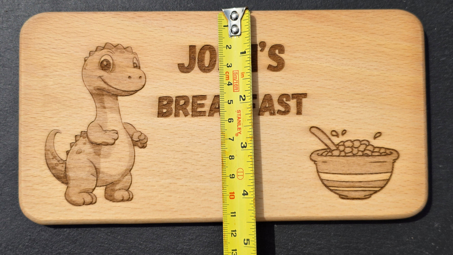Personalised Kids Dinosaur Breakfast Board - Your Name Engraved