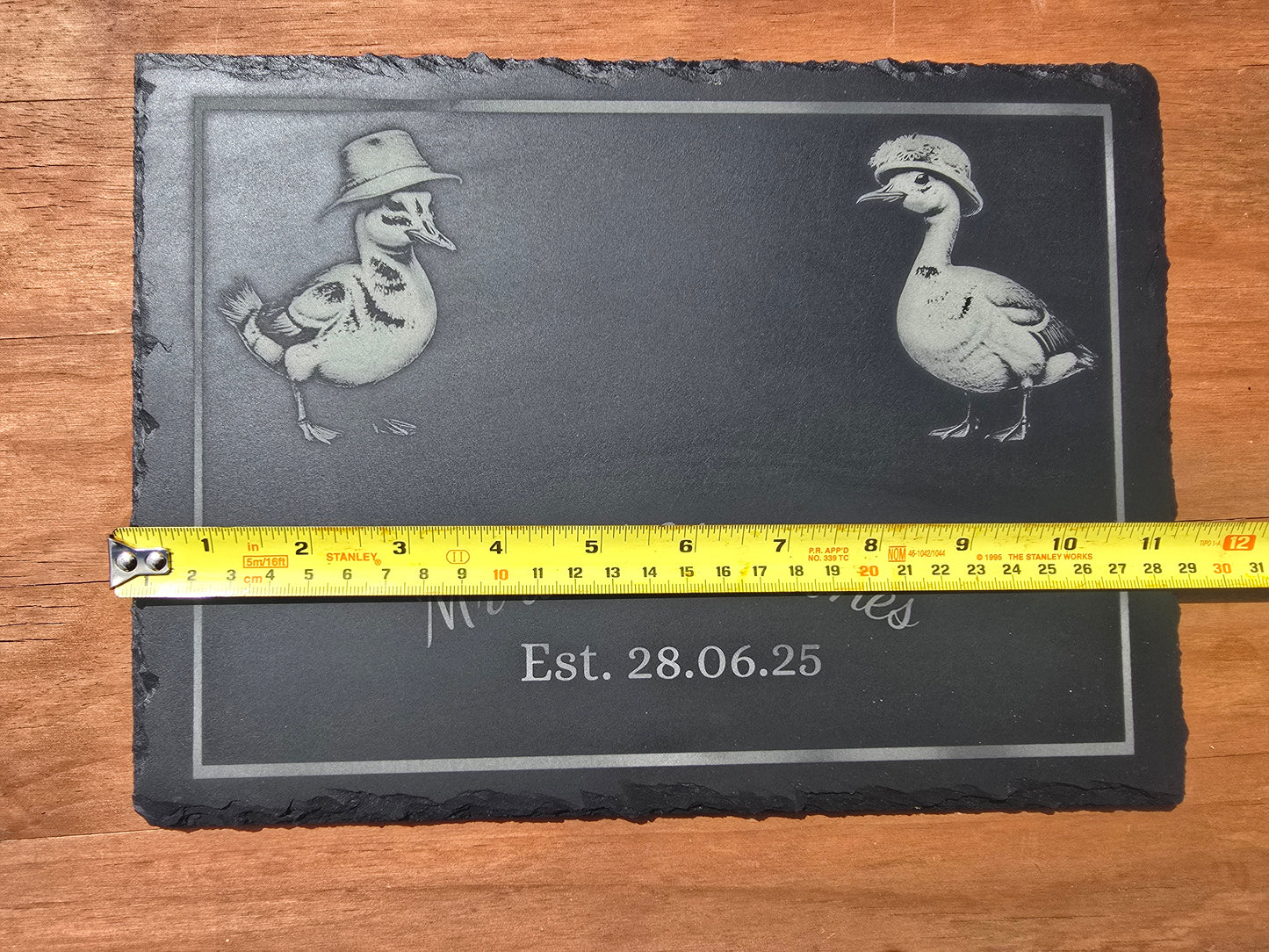 Personalised "Mr & Mrs" Duck Slate Serving Platter - Cheese / Charcuterie Board