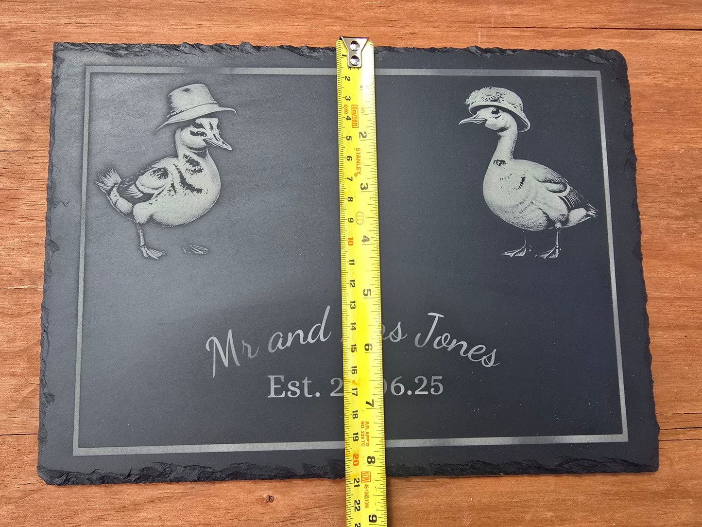 Personalised "Mr & Mrs" Duck Slate Serving Platter - Cheese / Charcuterie Board