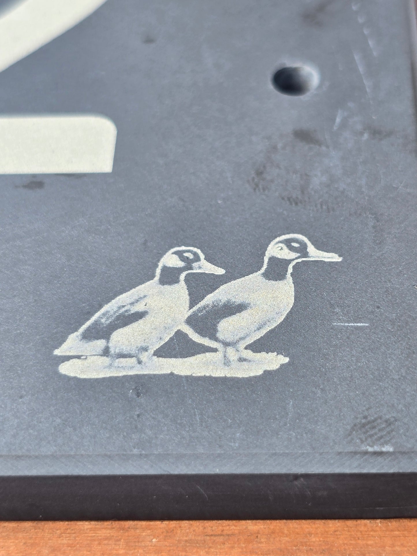 House number slate sign with duck and ducklings - Plaque with fittings