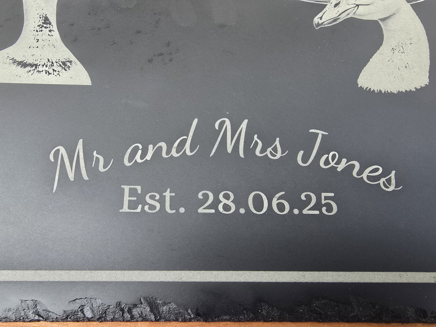 Personalised "Mr & Mrs" Duck Slate Serving Platter - Cheese / Charcuterie Board