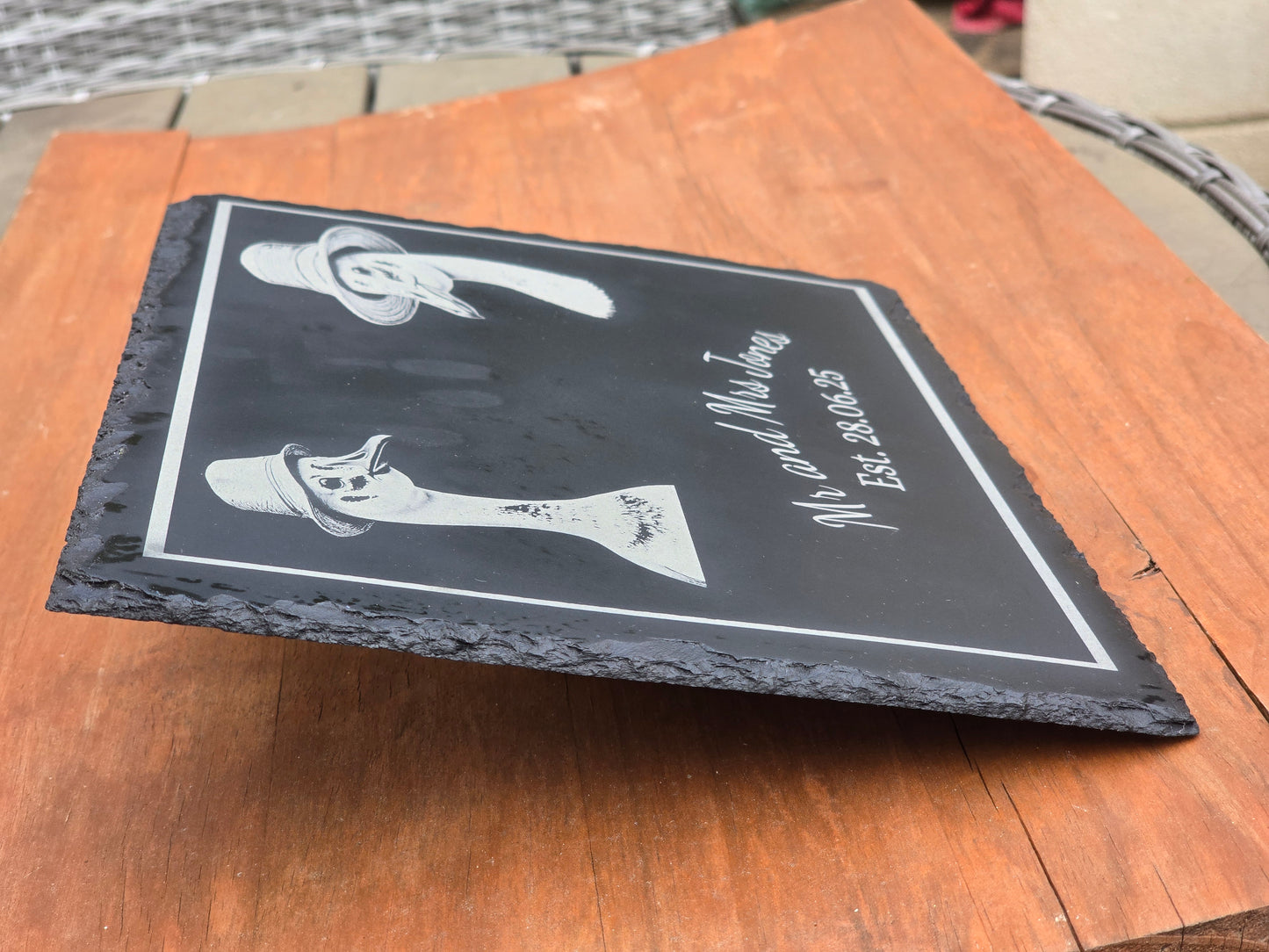 Personalised "Mr & Mrs" Duck Slate Serving Platter - Cheese / Charcuterie Board