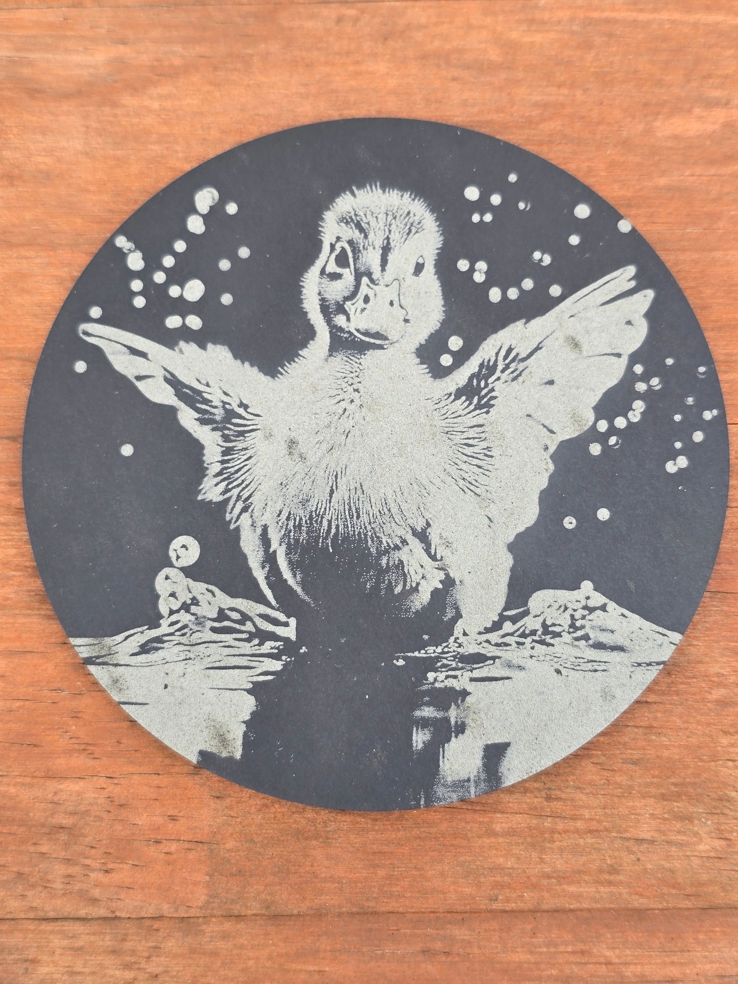 Duckling Round Slate Coaster - Cute Duck Themed Drinks Mat