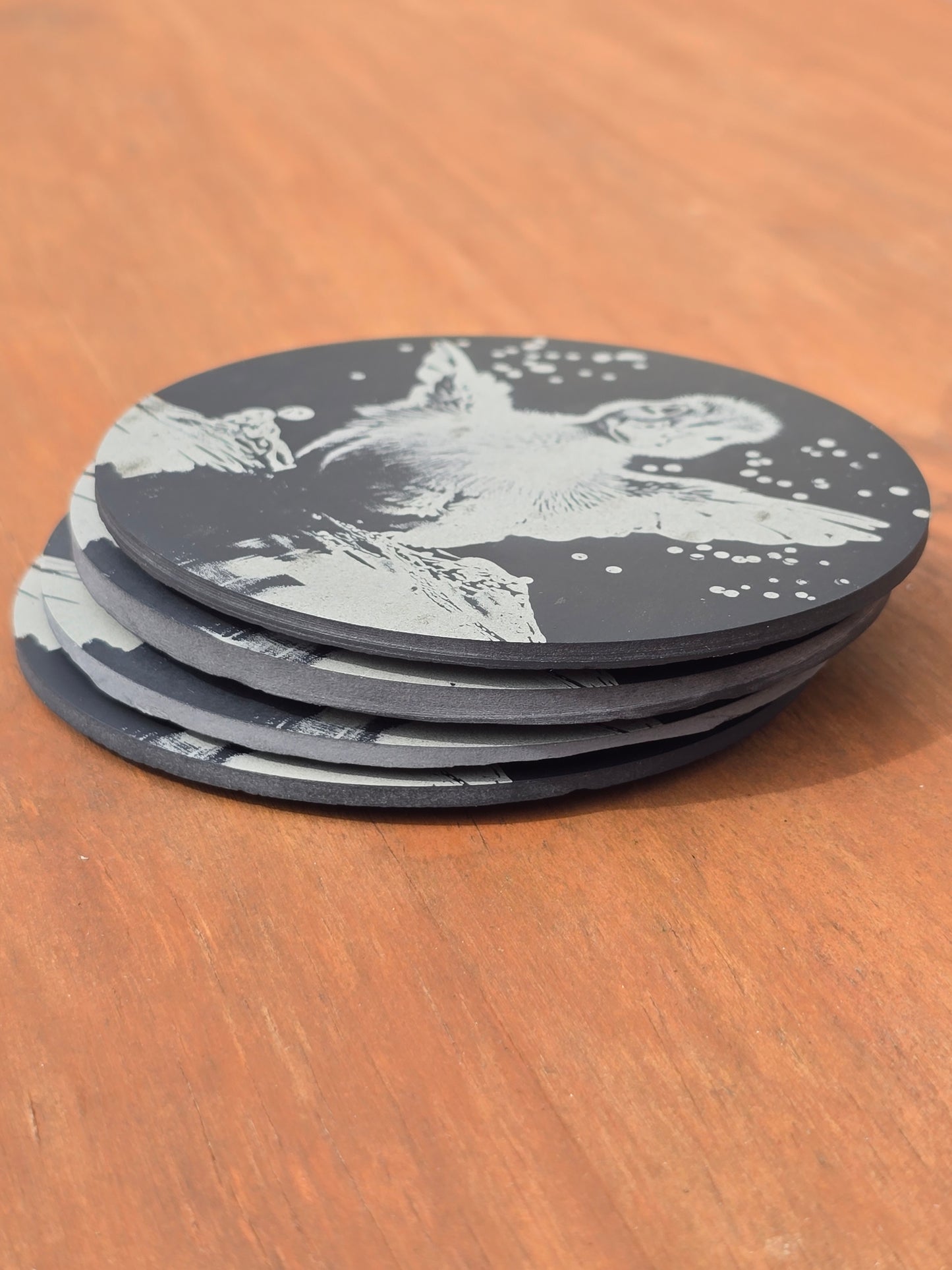 Duckling Round Slate Coaster - Cute Duck Themed Drinks Mat