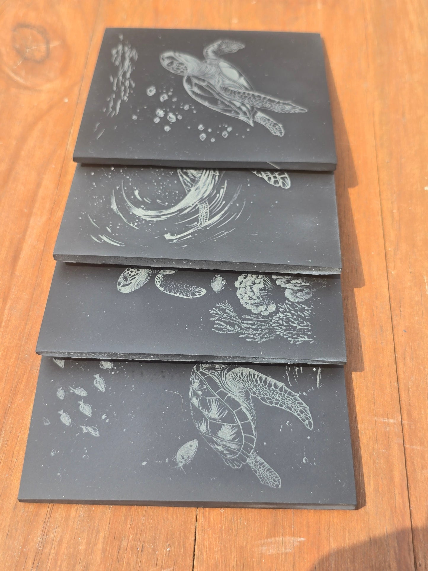 Sea Turtle Slate Coasters - 4 pack contemporary drinks coasters