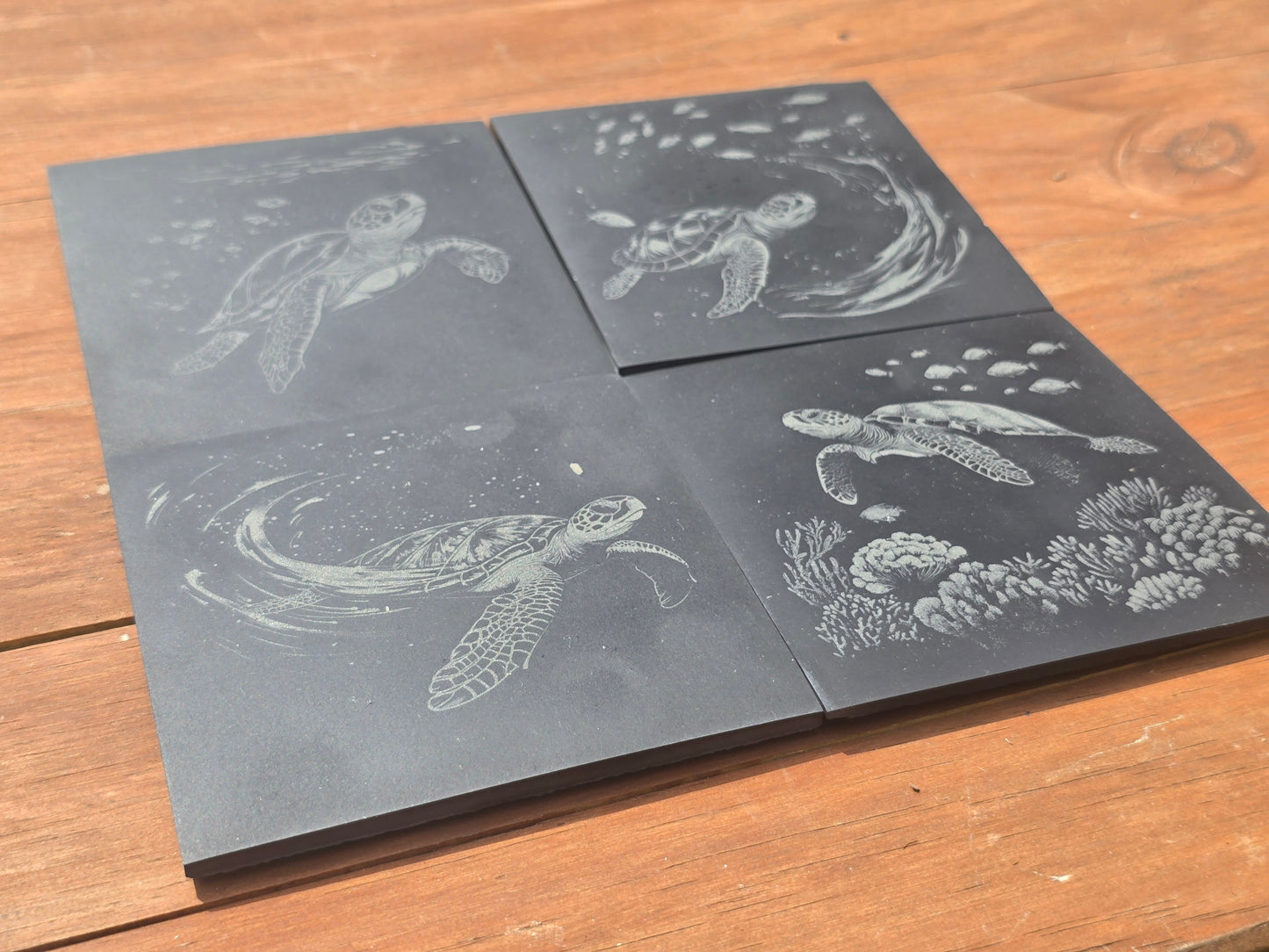 Sea Turtle Slate Coasters - 4 pack contemporary drinks coasters